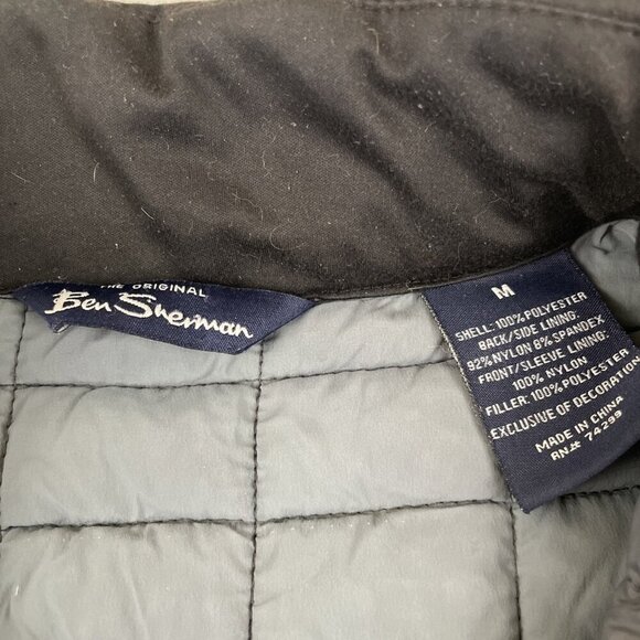 Ben Sherman Puffer Jacket Men’s M Full Zip Lightweight Quilted Black - Picture 5 of 8